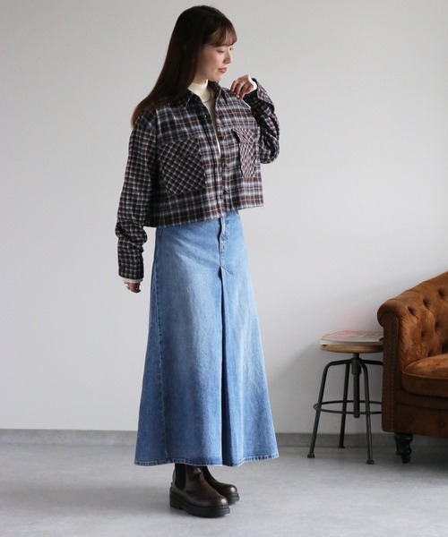 cepo（セポ） デニムスカート フロントタック ロングフレアーデニム