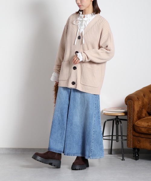 cepo（セポ） デニムスカート フロントタック ロングフレアーデニム