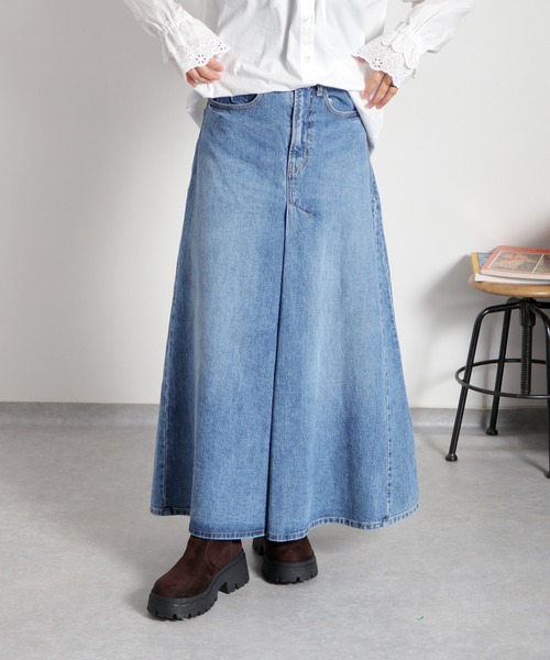 cepo（セポ） デニムスカート フロントタック ロングフレアーデニム