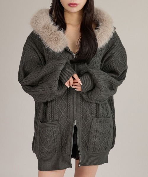 apres jour mignon（アプレジュールミニョン） パーカー ファー付き