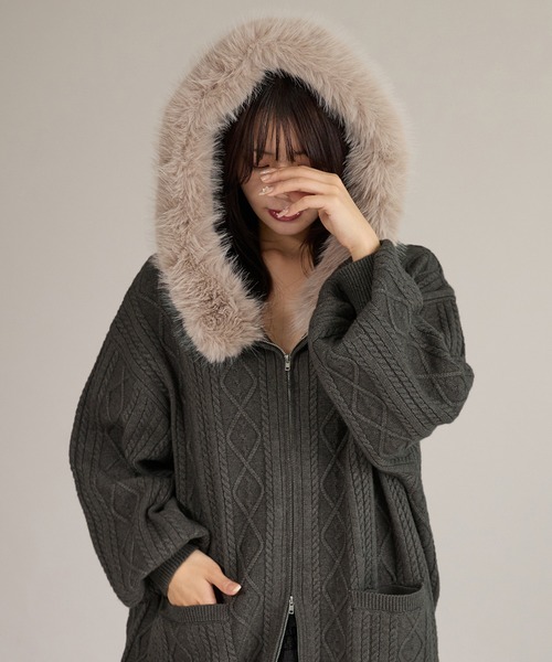 apres jour mignon（アプレジュールミニョン） パーカー ファー付き