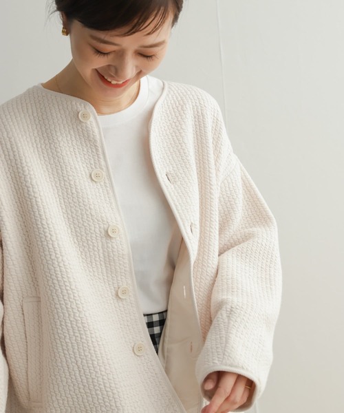 URBAN RESEARCH DOORS 新品未使用ノーカラージャケットベージュ URBAN RESEARCH DOORS（アーバンリサーチドアーズ） ノーカラー