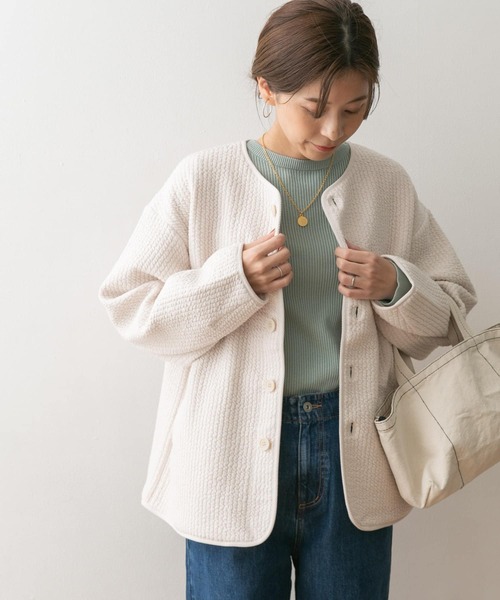 URBAN RESEARCH DOORS 新品未使用ノーカラージャケットベージュ URBAN RESEARCH DOORS（アーバンリサーチドアーズ） ノーカラー