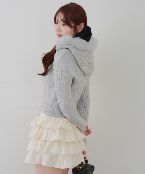 continuer de NICE CLAUP ニット セーター ケーブルファーPK