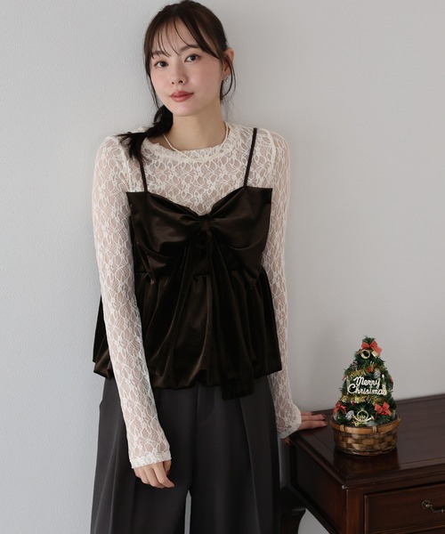 BLUEEAST（ブルーイースト） キャミソール オンブレチェックリボン