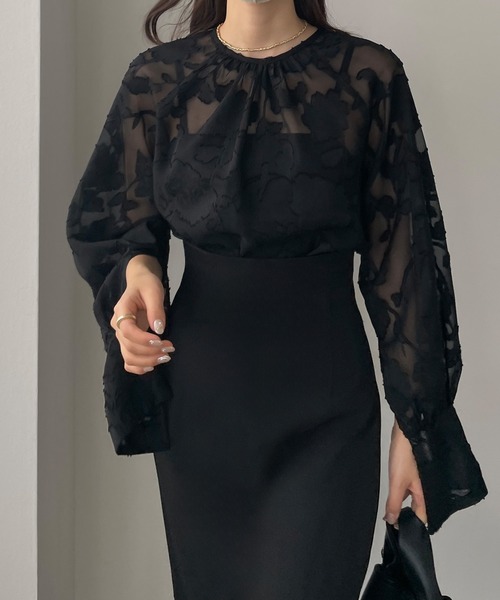 「Louere」 長袖ブラウス MEDIUM ネイビー レディース_画像7