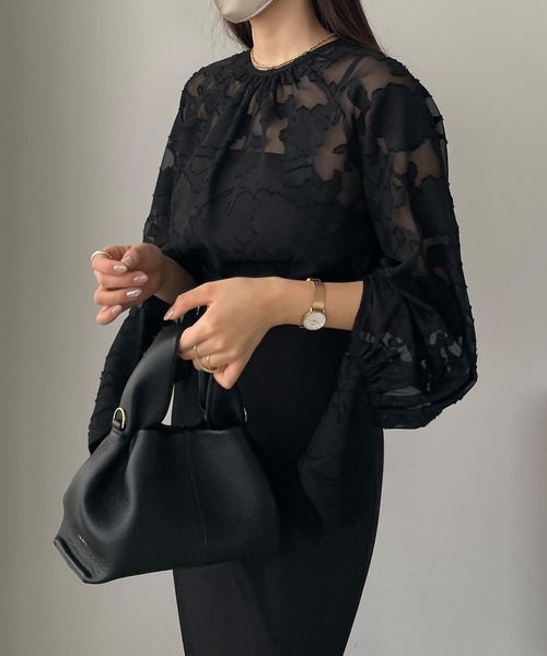 「Louere」 長袖ブラウス MEDIUM ネイビー レディース_画像9