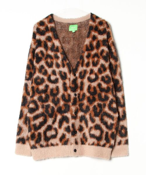 HUF カーディガン　ハフXL HUF（ハフ） レオパードニットカーディガン XX-LARGE ブラウン メンズ
