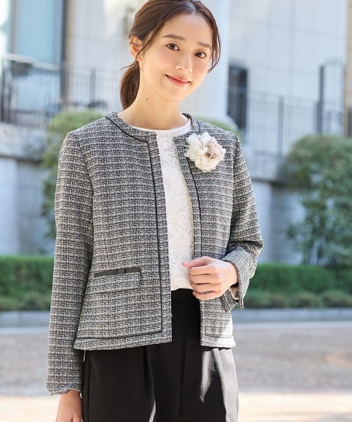 Honeys（ハニーズ） ジャケット ノーカラージャケット リボン使いノー