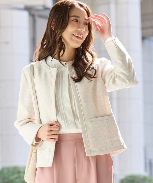 Honeys（ハニーズ） ジャケット ノーカラージャケット リボン使いノー