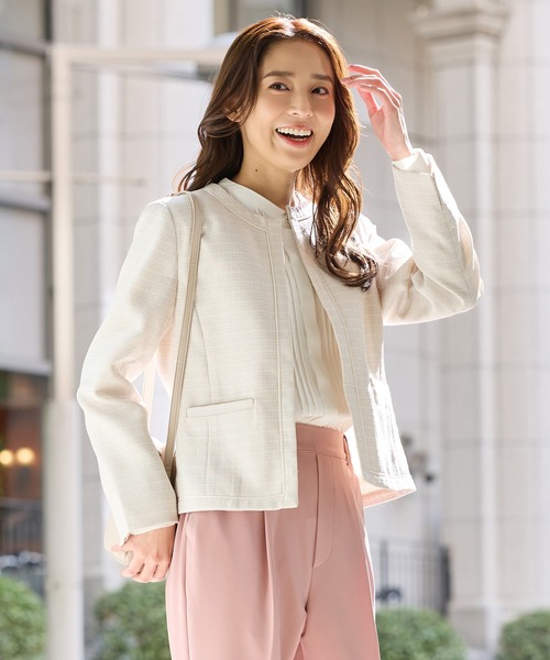 Honeys（ハニーズ） ジャケット ノーカラージャケット リボン使いノー