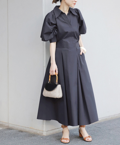 「VERMEIL par iena」 7分袖ワンピース - ベージュ レディース_画像2