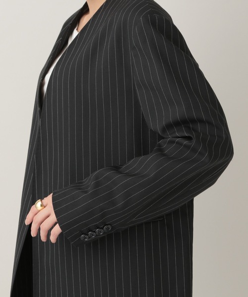 カレンソロジー コットンリネン ノーカラージャケット　ブラック　2023年 Curensology（カレンソロジー） ノーカラージャケット FREE ネイビー