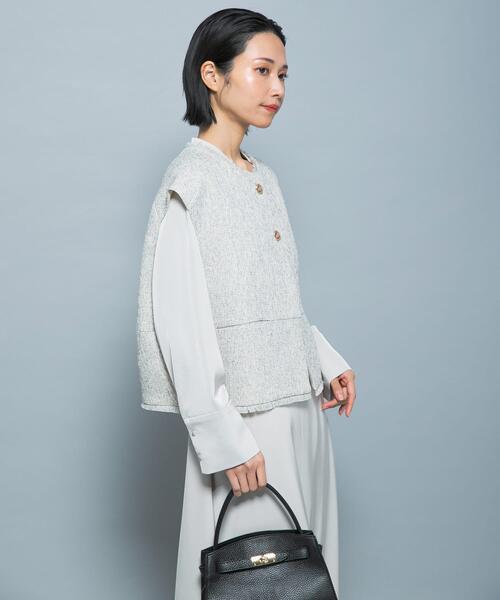 ベスト ジレ 「別注」CHIGNON×ROSSO ツイードショートベスト