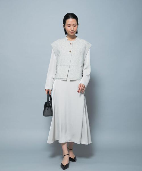 ベスト ジレ 「別注」CHIGNON×ROSSO ツイードショートベスト