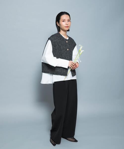 ベスト ジレ 「別注」CHIGNON×ROSSO ツイードショートベスト