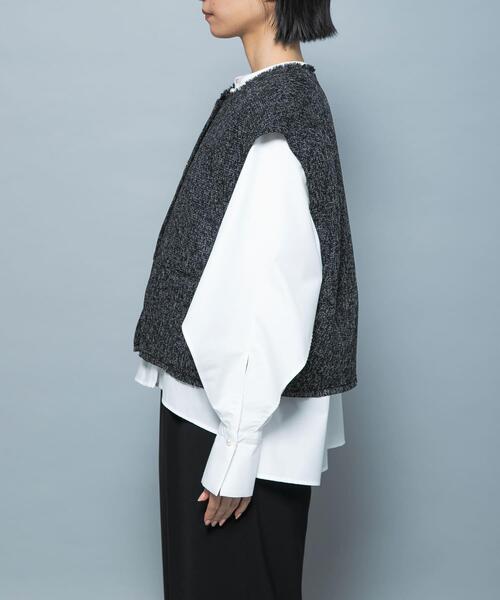 ベスト ジレ 「別注」CHIGNON×ROSSO ツイードショートベスト
