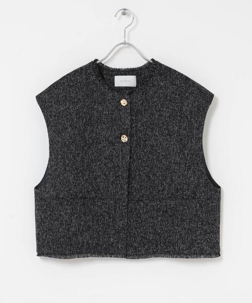 ベスト ジレ 「別注」CHIGNON×ROSSO ツイードショートベスト