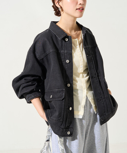 ★こはく様用★ 今期新作　アナナ　グレー デニムジャケット フリーサイズ FREAK'S STORE（フリークスストア） デニムジャケット gジャン 限定