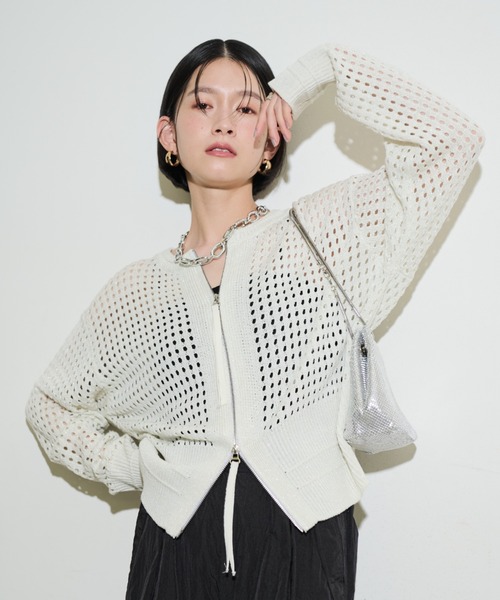 「Shelly island」 ニットカーディガン FREE ホワイト レディース_画像8