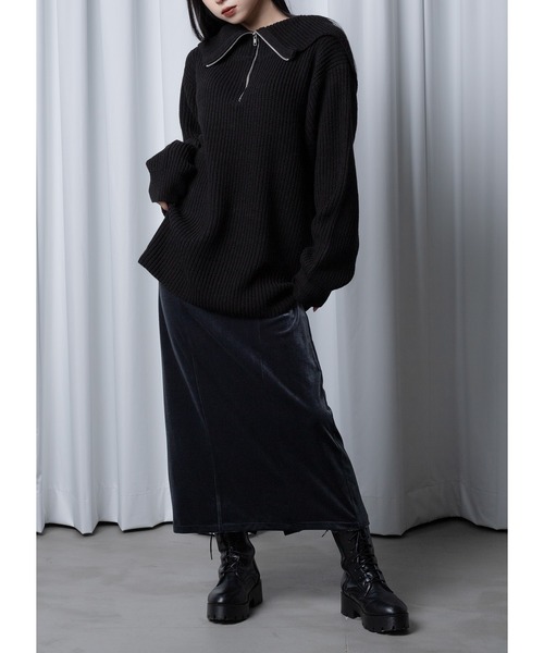 「Adoon plain」 長袖ニット FREE ライトブルー レディース_画像4