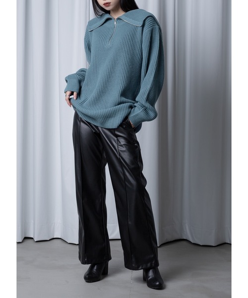 「Adoon plain」 長袖ニット FREE ライトブルー レディース_画像9