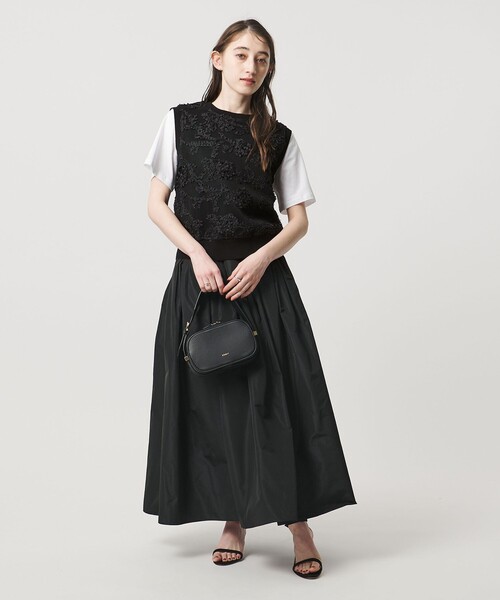 UNITED ARROWS ユナイテッドアローズ × boussole ニット ブラック系 サイズ:FREE | メランジ ニット ベスト | プルオーバー ノースリーブ Vネック 透かし編み | 日本製 | トップス セーター ジレ【レディース】【中古】 UNITED ARROWS - UNITED ARROWS ユナイテッドアローズ × boussole