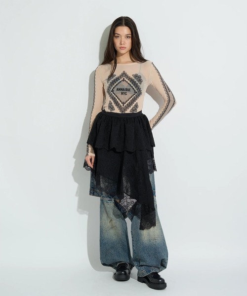 tシャツ ANNA SUI NYC / アナスイエヌワイシー レースプリントシア