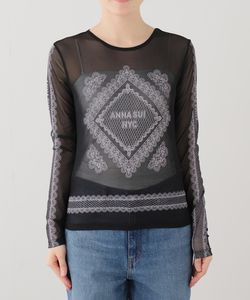 tシャツ ANNA SUI NYC / アナスイエヌワイシー レースプリントシア