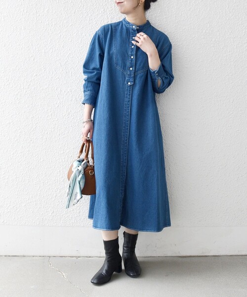 「SHIPS any」 長袖ワンピース ONE SIZE ネイビー レディース_2