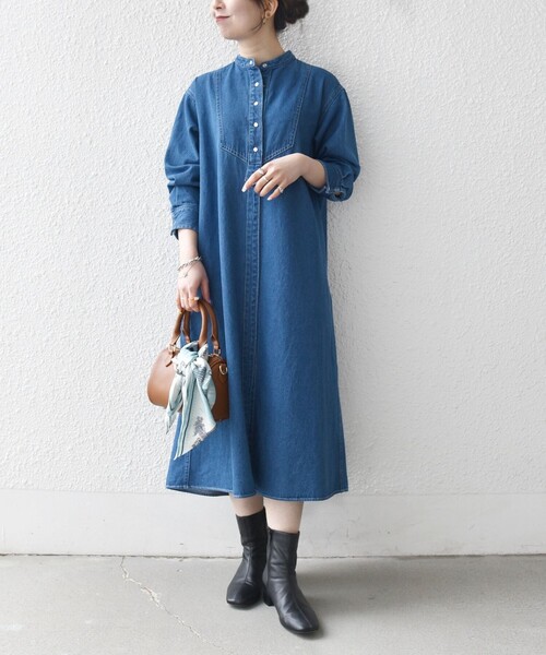 「SHIPS any」 長袖ワンピース ONE SIZE ネイビー レディース_3
