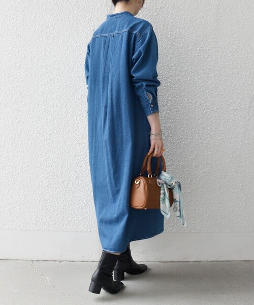 「SHIPS any」 長袖ワンピース ONE SIZE ネイビー レディース_5