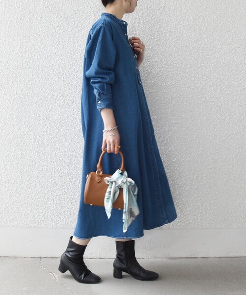 「SHIPS any」 長袖ワンピース ONE SIZE ネイビー レディース_6
