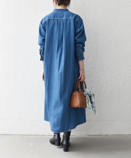 「SHIPS any」 長袖ワンピース ONE SIZE ネイビー レディース_7
