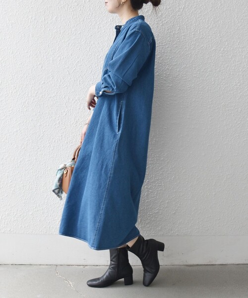 「SHIPS any」 長袖ワンピース ONE SIZE ネイビー レディース_8