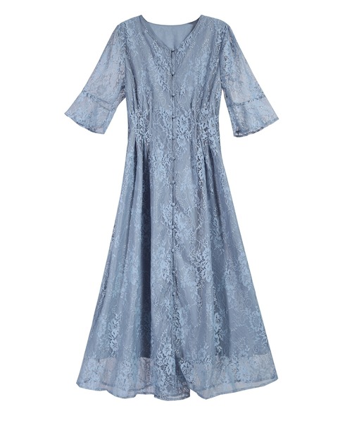 「DRESS PLUS」 半袖ワンピース X-LARGE ブルー レディース_画像2