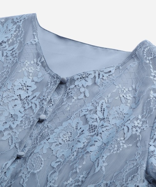「DRESS PLUS」 半袖ワンピース X-LARGE ブルー レディース_画像4