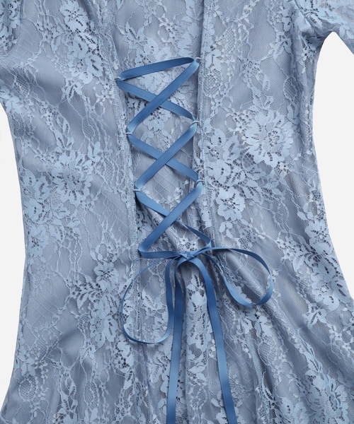 「DRESS PLUS」 半袖ワンピース X-LARGE ブルー レディース_画像8