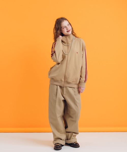「MUHET」 ジャージブルゾン X-LARGE チャコールグレー レディース_画像2