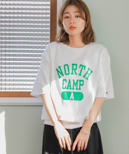 「Champion」 スウェットカットソー MEDIUM ホワイト レディース_画像3