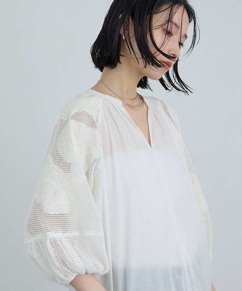 ワンピース 「WEB限定」ネット刺繍レースワンピースの画像