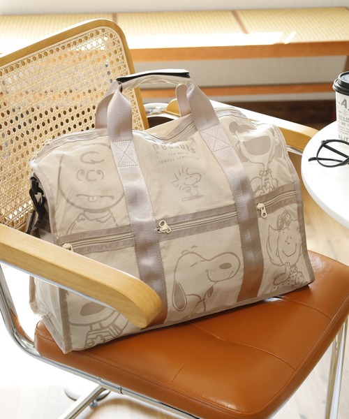 【希少・ヴィンテージ】スヌーピー ボストンバッグ レトロ ベージュ キャンバス SNOOPY（スヌーピー） ボストンバッグ ボストンバッグ 6コマ キャリー