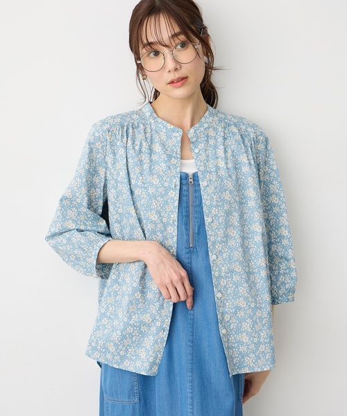 ブラウス シャツ 「Liberty」リバティプリントスタンドカラーシャツ レディースの画像