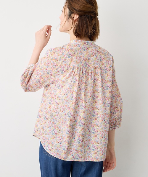 ブラウス シャツ 「Liberty」リバティプリントスタンドカラーシャツ レディースの画像