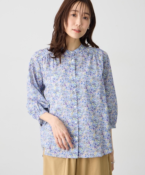 ブラウス シャツ 「Liberty」リバティプリントスタンドカラーシャツ レディースの画像
