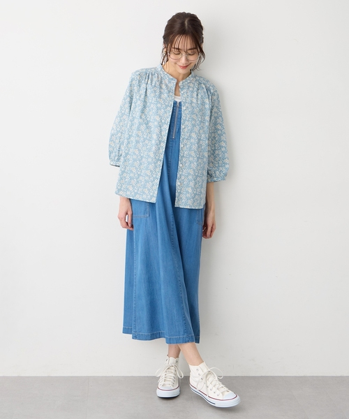 ブラウス シャツ 「Liberty」リバティプリントスタンドカラーシャツ レディースの画像