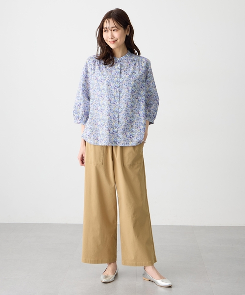 ブラウス シャツ 「Liberty」リバティプリントスタンドカラーシャツ レディースの画像