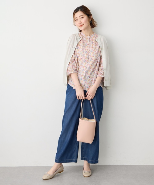ブラウス シャツ 「Liberty」リバティプリントスタンドカラーシャツ レディースの画像