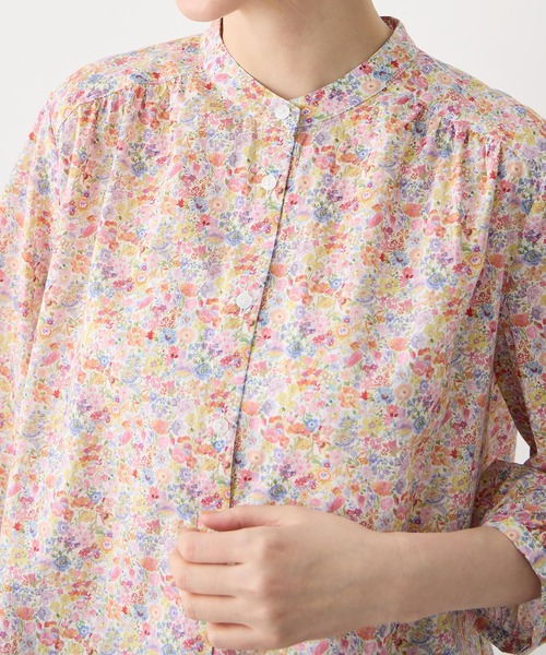 ブラウス シャツ 「Liberty」リバティプリントスタンドカラーシャツ レディースの画像