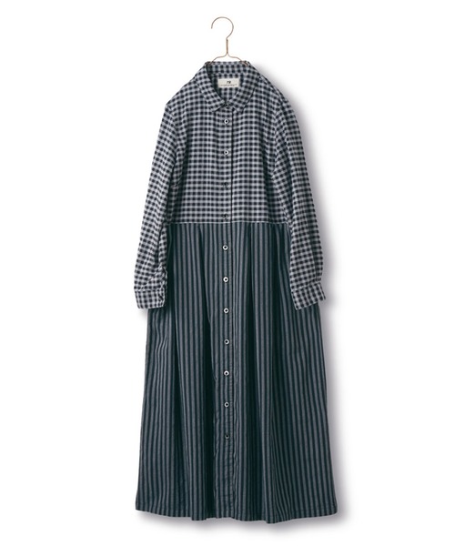 「Sunny clouds」 シャツワンピース NM グレー系その他 レディース_画像4